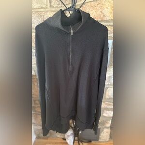 We The Free Black Waffle Knit Half Zip Pullover Sweater Size Large